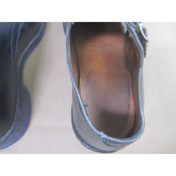 Allen Edmonds Shoes 10.5 B Black Leather Monk Strap Leather Cap Toe Custom Sole