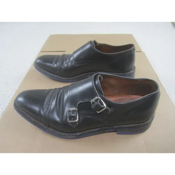 Allen Edmonds Shoes 10.5 B Black Leather Monk Strap Leather Cap Toe Custom Sole