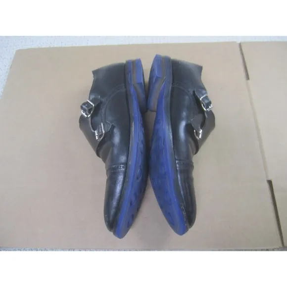 Allen Edmonds Shoes 10.5 B Black Leather Monk Strap Leather Cap Toe Custom Sole