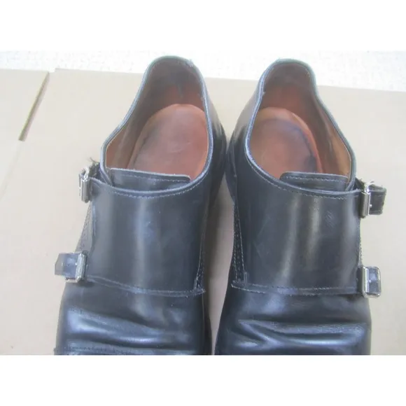Allen Edmonds Shoes 10.5 B Black Leather Monk Strap Leather Cap Toe Custom Sole