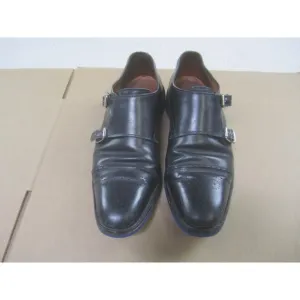 Allen Edmonds Shoes 10.5 B Black Leather Monk Strap Leather Cap Toe Custom Sole