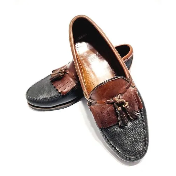 Allen Edmonds Nashua 42250 Men's Black/Brown Leather Tassel Loafer Shoes Sz 10 D