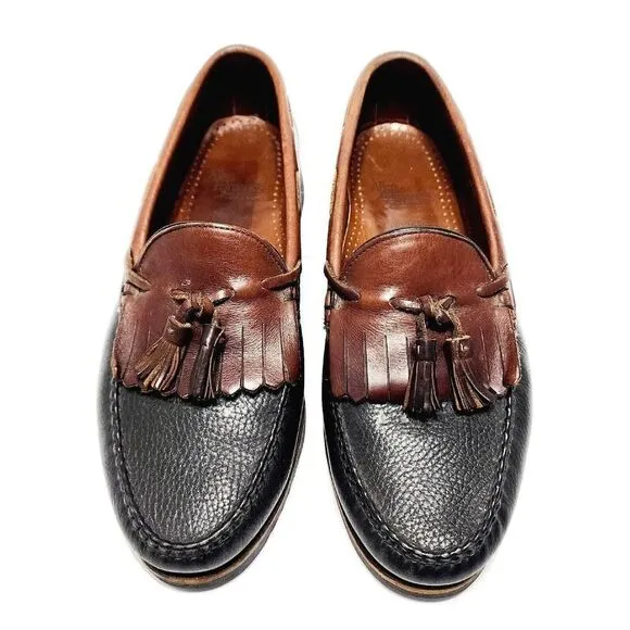 Allen Edmonds Nashua 42250 Men's Black/Brown Leather Tassel Loafer Shoes Sz 10 D