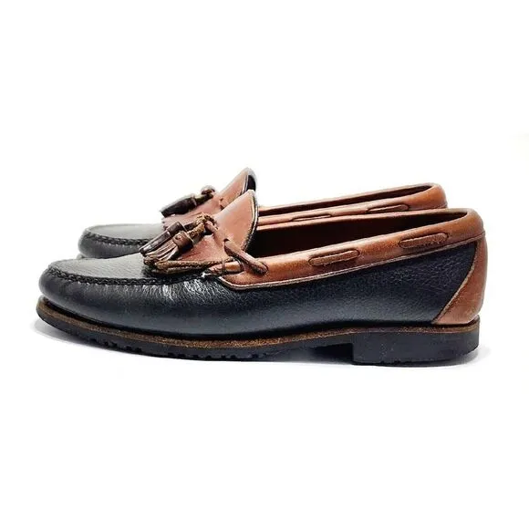 Allen Edmonds Nashua 42250 Men's Black/Brown Leather Tassel Loafer Shoes Sz 10 D