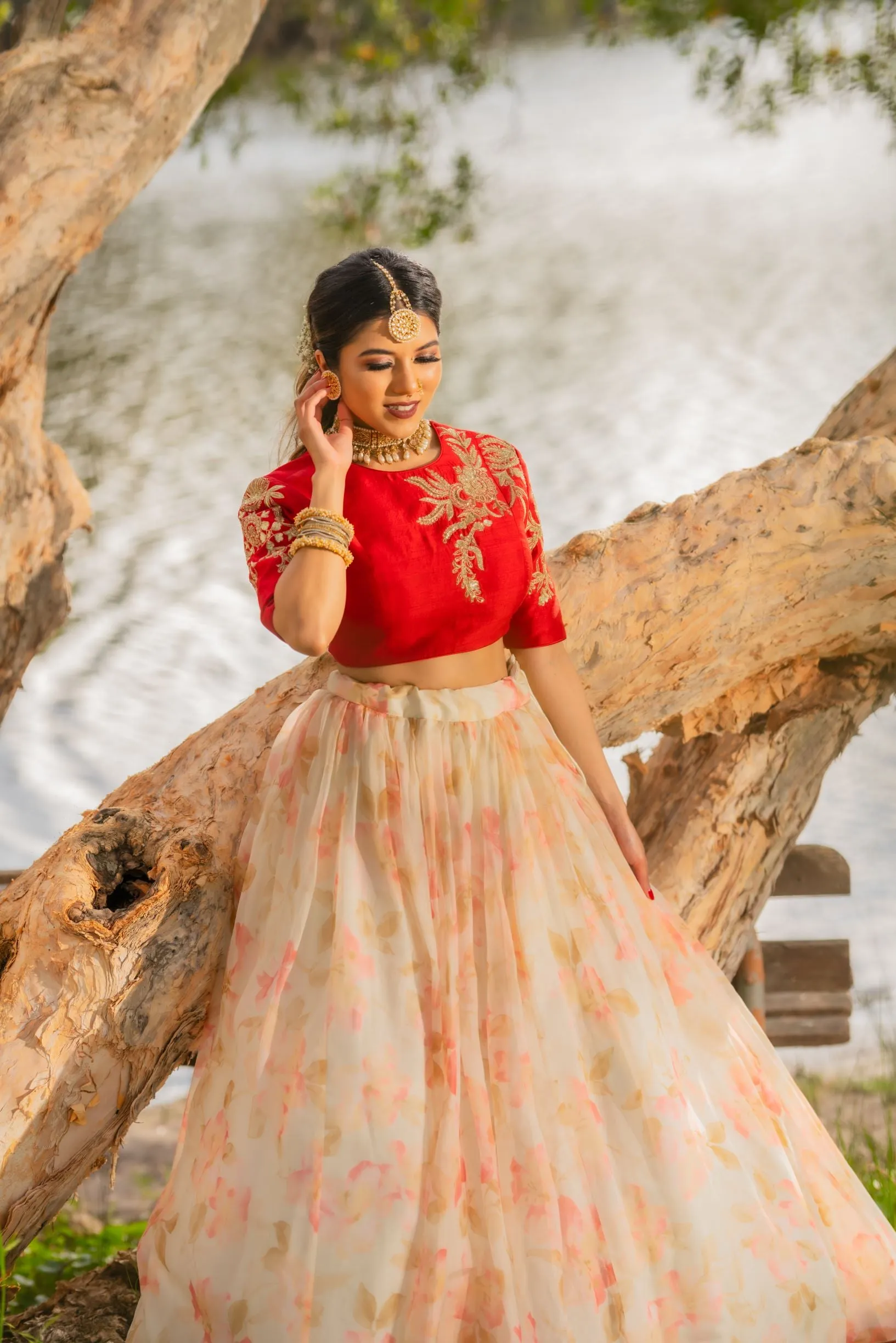 Alluring Partywear Silk Organza Floral Lehenga Set