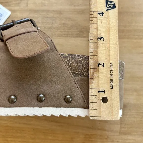 Altar’d State Serenna Platform Suede Sandals Size 8 Brown Boho Buckle Slides