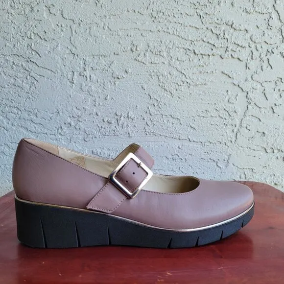 Amalfi Geronimo Leather Wedge Mary Jones Platform Size 11 M Rosewood Color Shoes