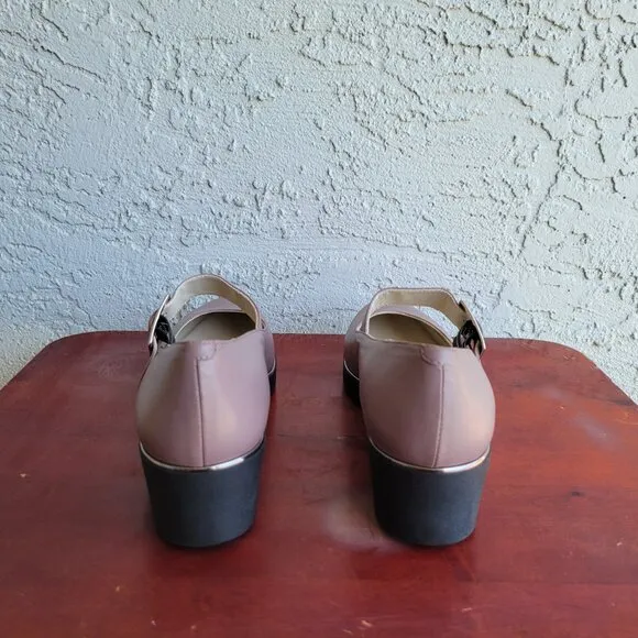 Amalfi Geronimo Leather Wedge Mary Jones Platform Size 11 M Rosewood Color Shoes
