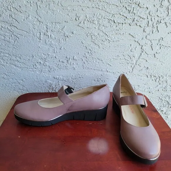 Amalfi Geronimo Leather Wedge Mary Jones Platform Size 11 M Rosewood Color Shoes
