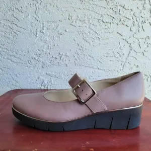 Amalfi Geronimo Leather Wedge Mary Jones Platform Size 11 M Rosewood Color Shoes