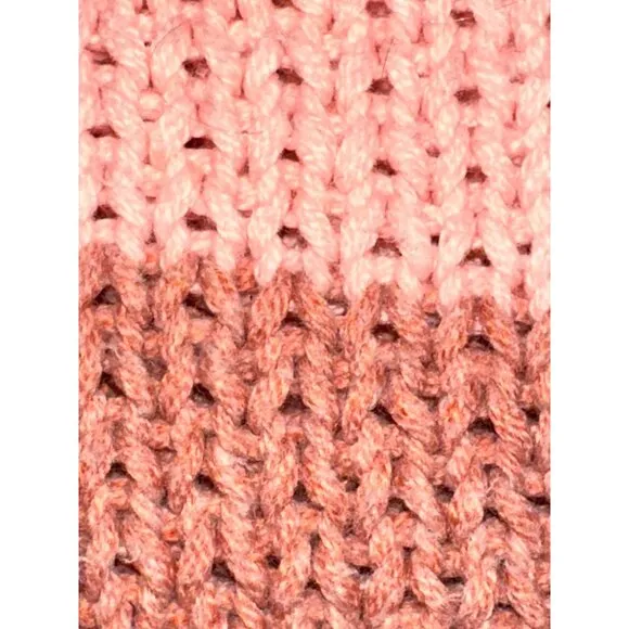 American Eagle Striped Knit Long Sleeve Sweater Pink Brown Cotton Acrylic Blend