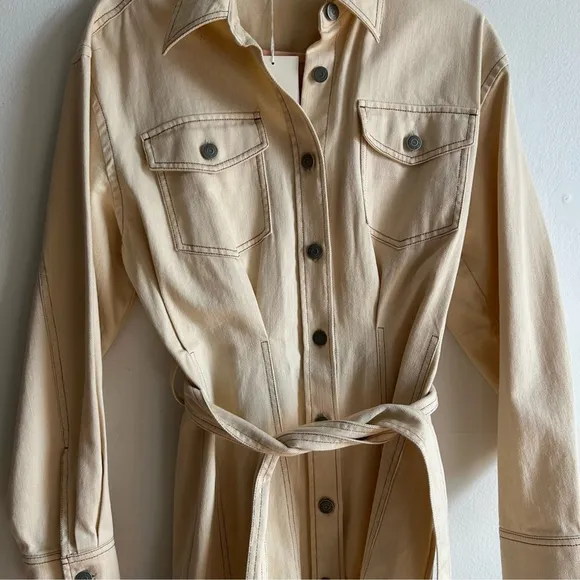 &amp; Other Stories Sz 4 NWT Hourglass Denim Belted Cream Mini Dress