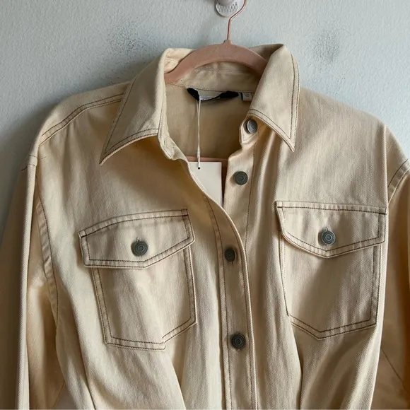 &amp; Other Stories Sz 4 NWT Hourglass Denim Belted Cream Mini Dress