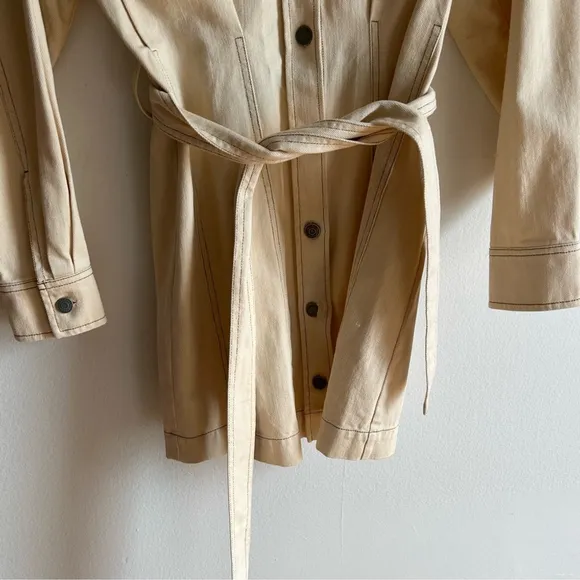 &amp; Other Stories Sz 4 NWT Hourglass Denim Belted Cream Mini Dress