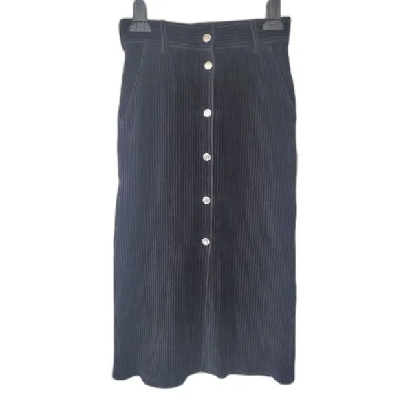 &amp; Other Stories Velvet Corduroy Black Midi Skirt