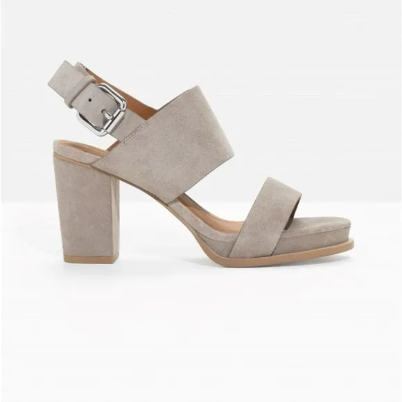 &amp; Other Stories Women’s Buckled Suede Sling Back Blocked Heel Sandal Size 8