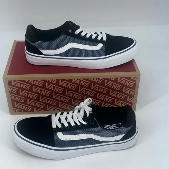 &quot;NEW&quot; Men's Vans Ward Deluxe‎ Skate Shoes- Black/Bijou Blue- Size 10