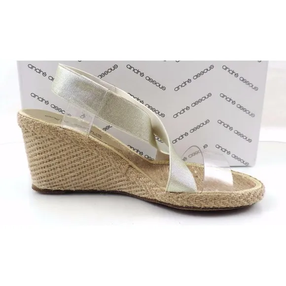 Andre Assous Desi Espadrille Wedge Sandal Platinum Gold