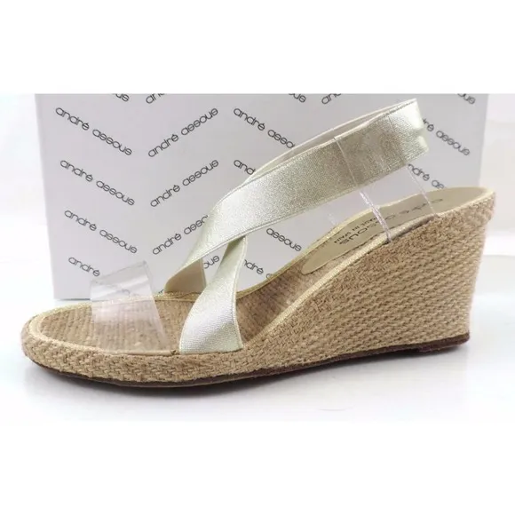 Andre Assous Desi Espadrille Wedge Sandal Platinum Gold