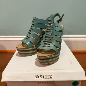 Anna Luz Mint Green Women's Teal Platform Sandals