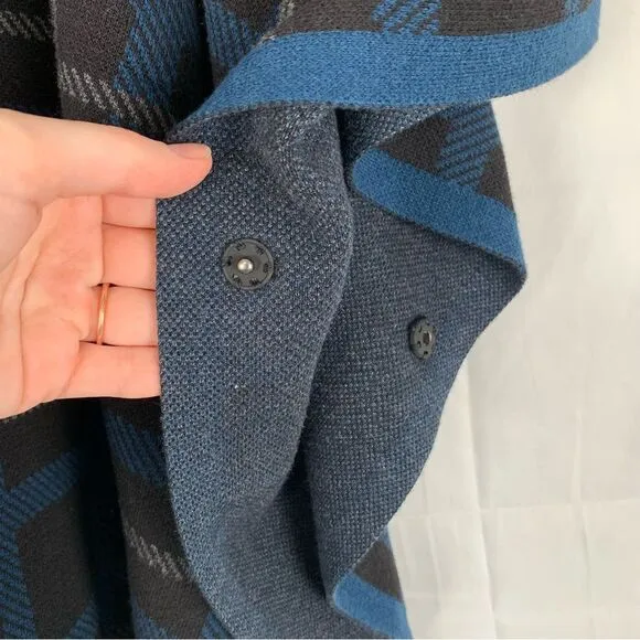 Anne Klein Blue Plaid Cape Sweater - Chic &amp; Cozy!