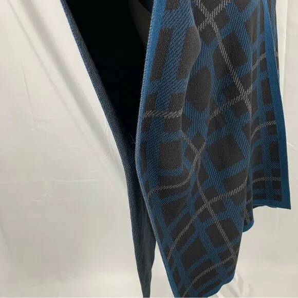 Anne Klein Blue Plaid Cape Sweater - Chic &amp; Cozy!