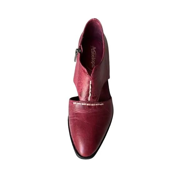 Antelope Shoes (37), Burgundy Red BOHO cutout booties, chic, size EU 37-US 6-6.5