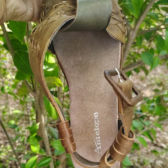 ANTELOPE SZ 39/8-8 1/2 RARE THICK BRAIDED WOVEN LEATHER ANKLE STRAP SANDALS