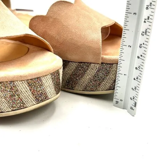 ANTHRO - PAOLO MATTEI SPARKLE-STRIPED PLATFORM SANDALS SIZE 37EU / 8US