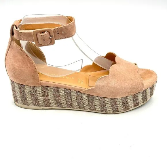 ANTHRO - PAOLO MATTEI SPARKLE-STRIPED PLATFORM SANDALS SIZE 37EU / 8US