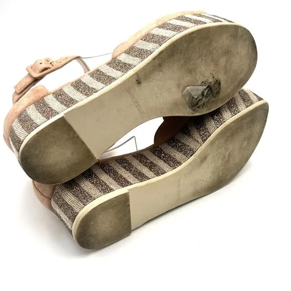 ANTHRO - PAOLO MATTEI SPARKLE-STRIPED PLATFORM SANDALS SIZE 37EU / 8US
