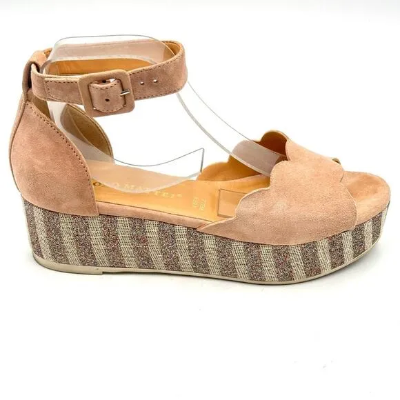 ANTHRO - PAOLO MATTEI SPARKLE-STRIPED PLATFORM SANDALS SIZE 37EU / 8US