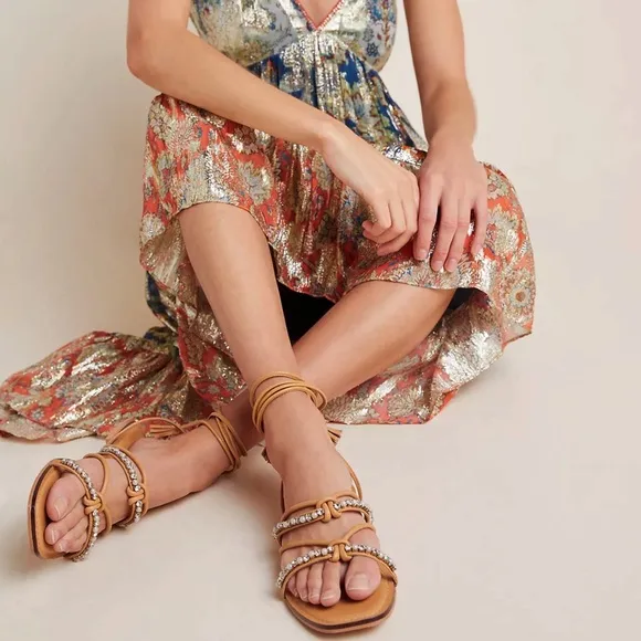 Anthropologie Boho Ankle-Tie Sandals