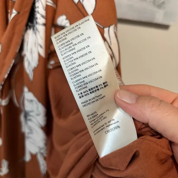 Anthropologie Brown Ruffled Floral Faux Wrap Midi Dress