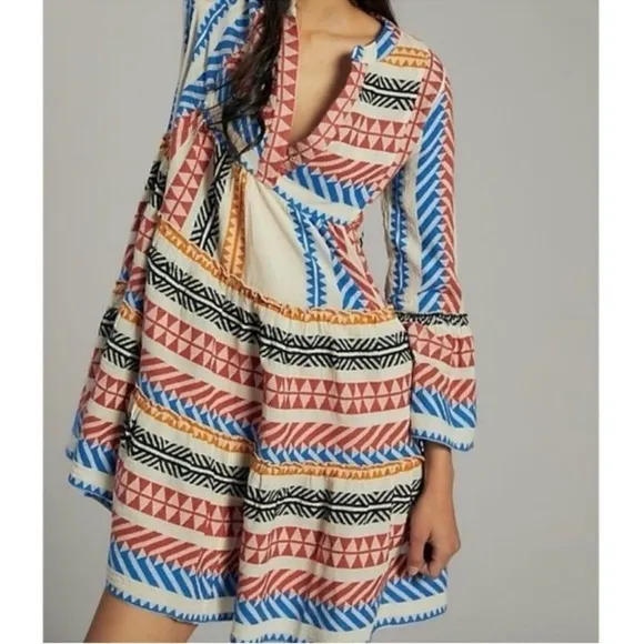 Anthropologie Devotion TwinsEmbroidered Ella Tunic Dress