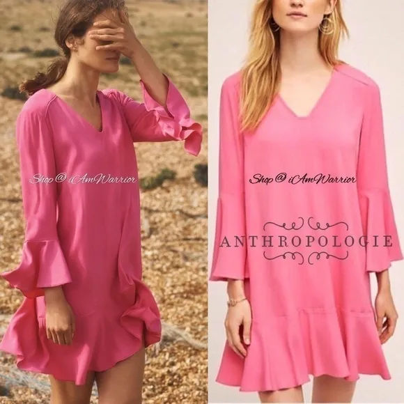Anthropologie {HD in Paris} NWT pink bell sleeve dress *shop@iamwarrior