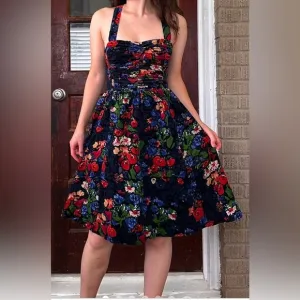 Anthropologie HD Paris Paca Halter Floral CorduroyFit&amp;Flare Retro Style Dress 2