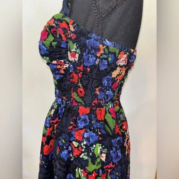 Anthropologie HD Paris Paca Halter Floral CorduroyFit&amp;Flare Retro Style Dress 2