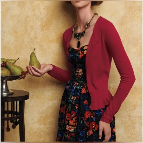 Anthropologie HD Paris Paca Halter Floral CorduroyFit&amp;Flare Retro Style Dress 2
