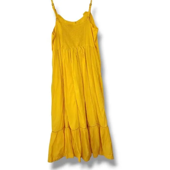 Anthropologie Maeve NEW Yellow Pintuck Button Front Maxi Dress Plus Size 2X Boho