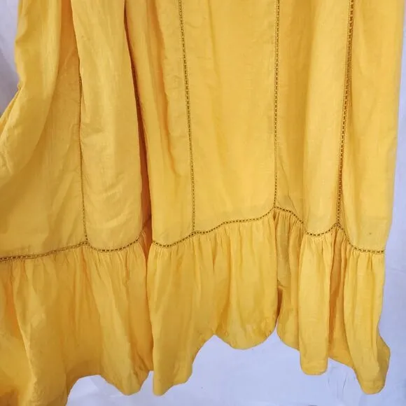 Anthropologie Maeve NEW Yellow Pintuck Button Front Maxi Dress Plus Size 2X Boho