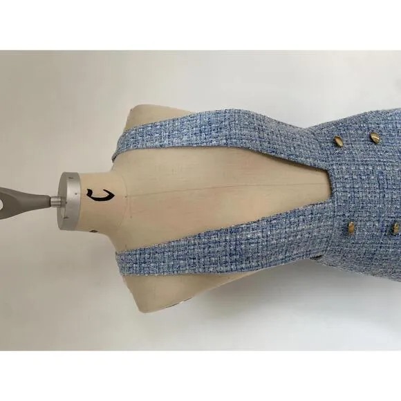 Anthropologie Maeve -Tweed Pinafore skirt, Blue Suspender Dress, size 6