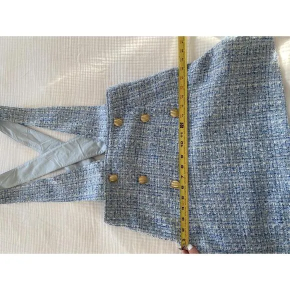 Anthropologie Maeve -Tweed Pinafore skirt, Blue Suspender Dress, size 6
