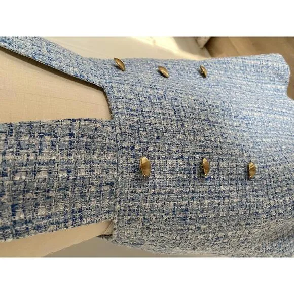 Anthropologie Maeve -Tweed Pinafore skirt, Blue Suspender Dress, size 6