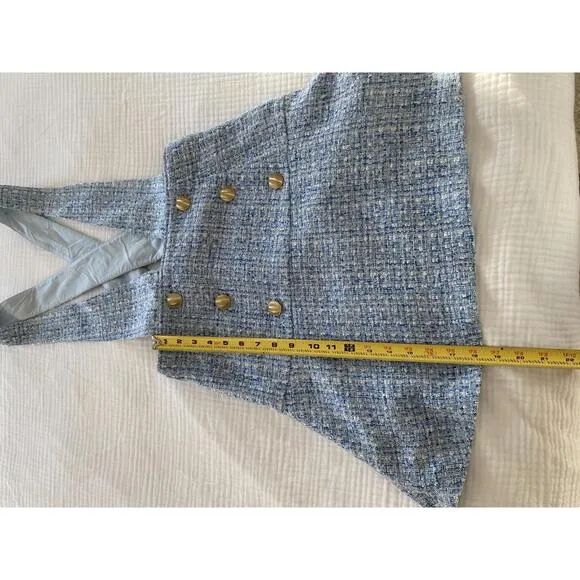 Anthropologie Maeve -Tweed Pinafore skirt, Blue Suspender Dress, size 6