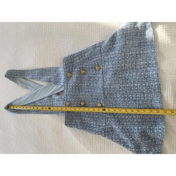 Anthropologie Maeve -Tweed Pinafore skirt, Blue Suspender Dress, size 6