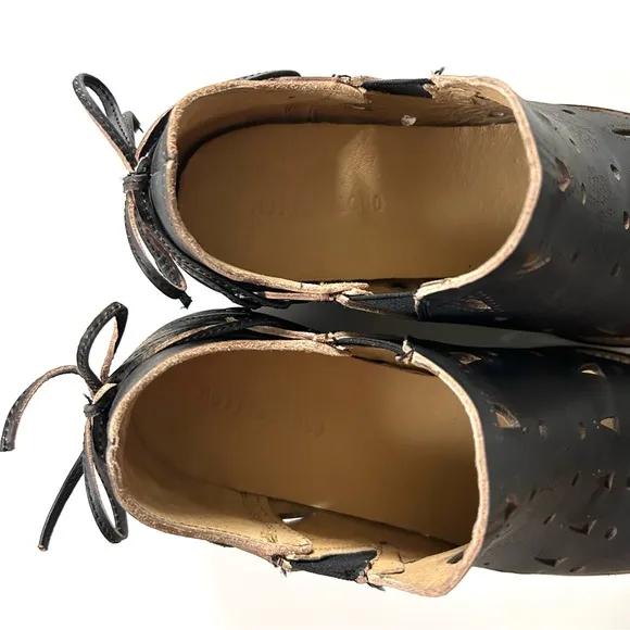 Anthropologie Musse &amp; Cloud Black Leather Coolise Cutout Corset Lace Anke Boots