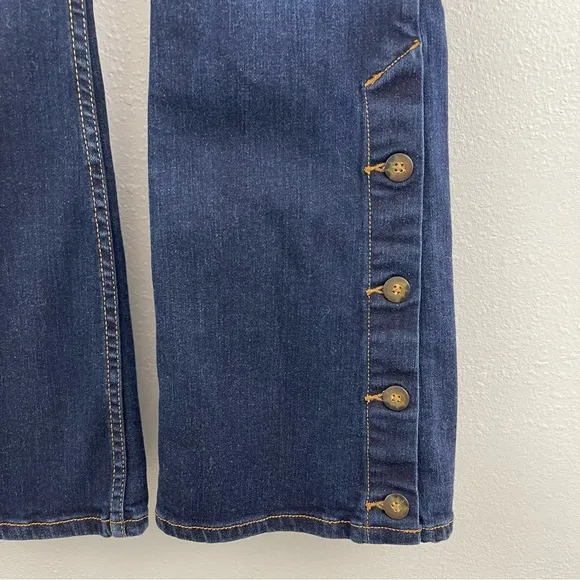 ANTHROPOLOGIE Pilcro Dark Wash High Rise Button Hem Boho Indie Bootcut Jeans