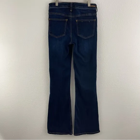 ANTHROPOLOGIE Pilcro Dark Wash High Rise Button Hem Boho Indie Bootcut Jeans