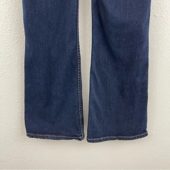 ANTHROPOLOGIE Pilcro Dark Wash High Rise Button Hem Boho Indie Bootcut Jeans